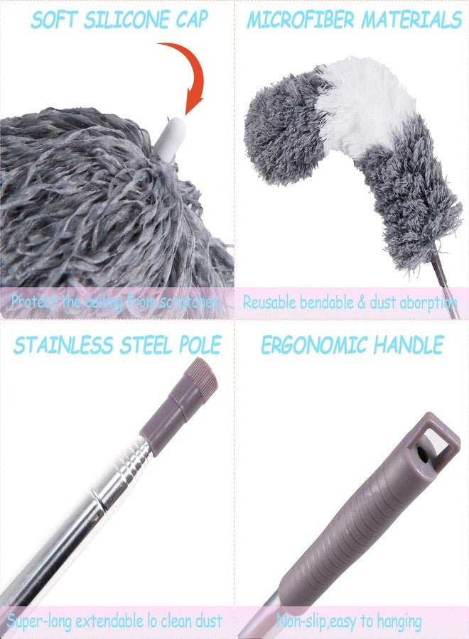 UPPERCUT Microfiber Duster, with Extension Pole(Stainless Steel) 30 to 100 Inches, Washable Lightweight Dusters, Reusable Bendable Dusters for Cleaning Ceiling Fan, High Ceiling, Blinds, Furniture, Cars - Image 4